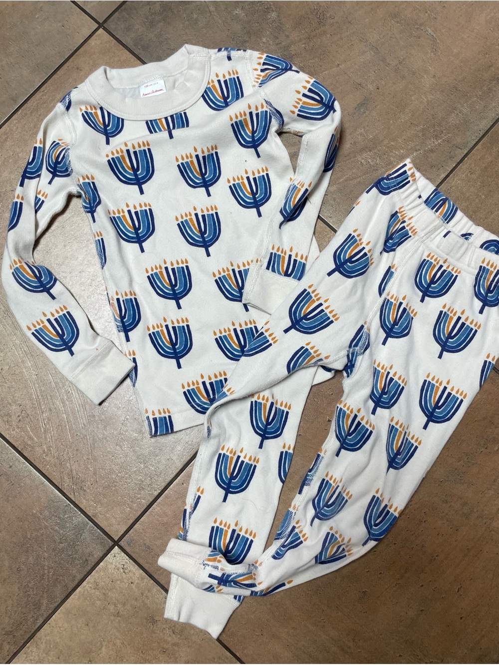 Hanna Andersson Menorah Hanukkah Long John Pajama Set Unisex Boys Girls 100 sz 4